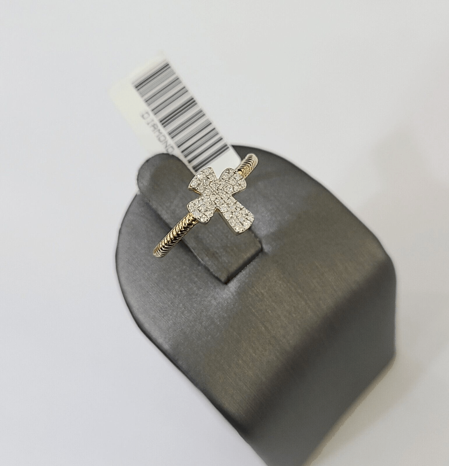 Real 10k Diamond Ladies Ring Jesus Cross Yellow Gold Women Casual - GoldenlinQ
